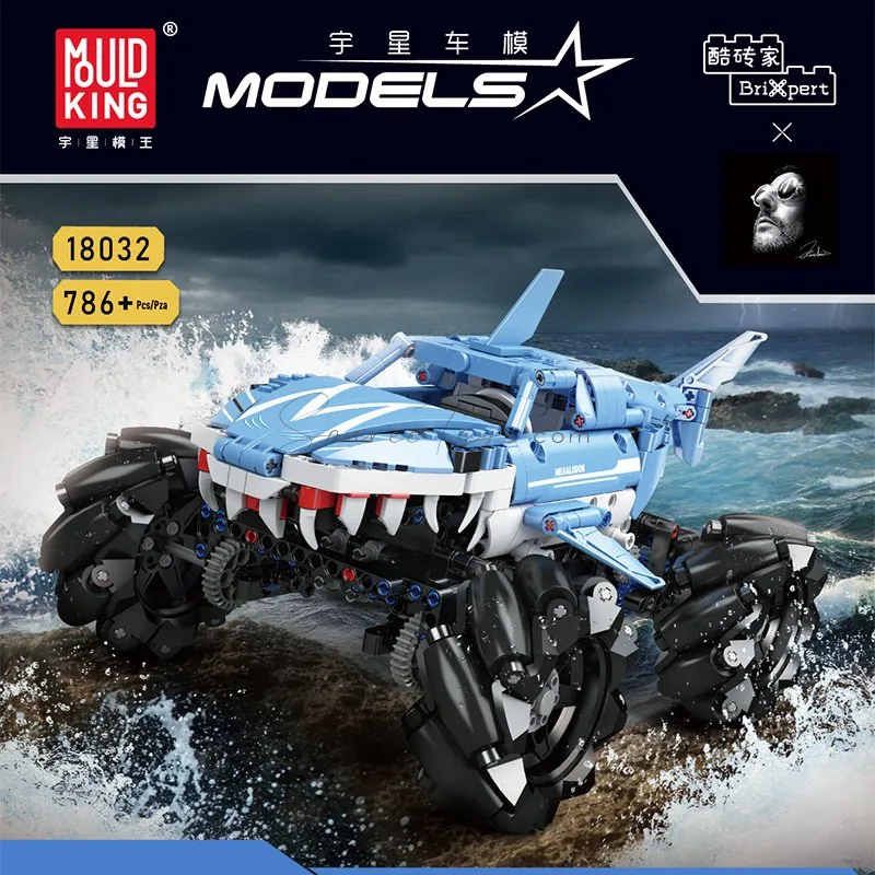 DIY Assembly Building Blocks Mecanum Wheel Monster Truck Megalodon APP Version