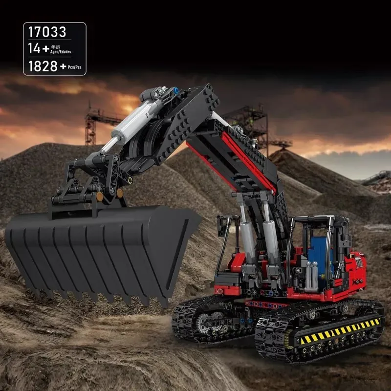 DIY Assembly Building Blocks Mechanical Excavator with APP Control