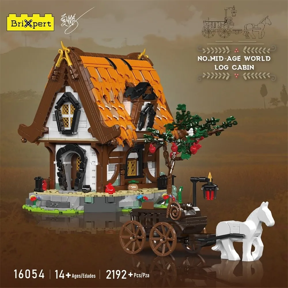 DIY Assembly Building Blocks Medieval Wooden Cabin