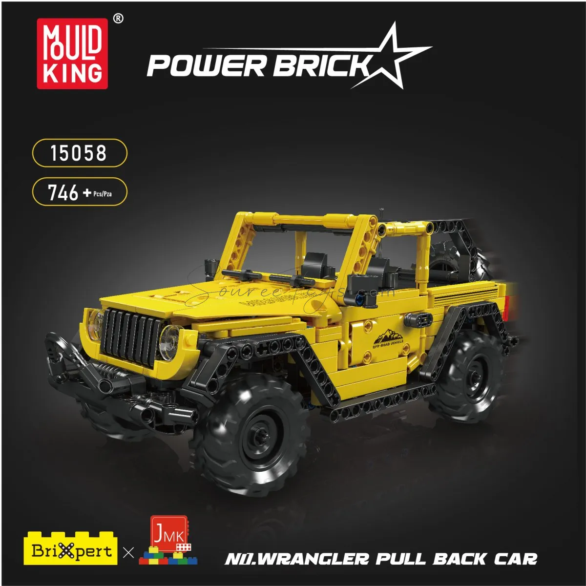 DIY Assembly Building Blocks Pullback Wrangler Off-Road Vehicle (Pullback Version)
