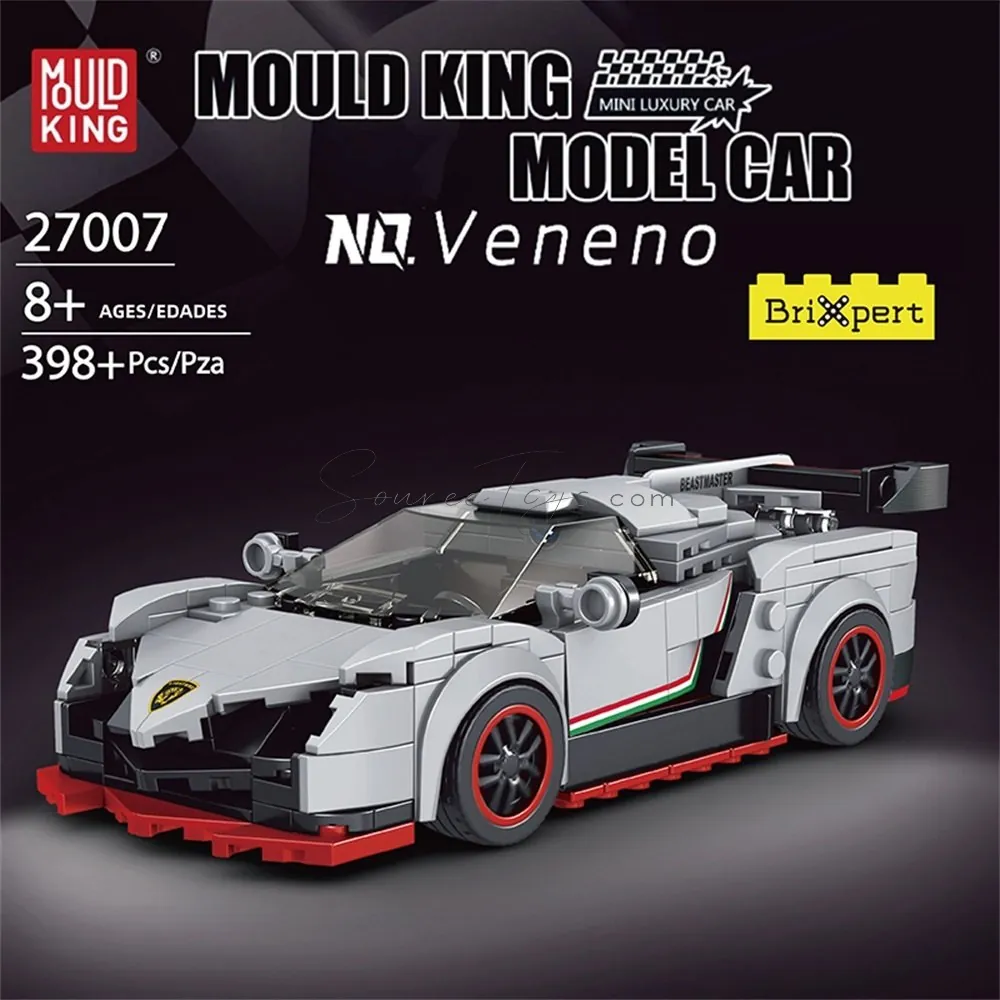 DIY Assembly Building Blocks Veneno 8-Grid Car Display Box Set (English Version)