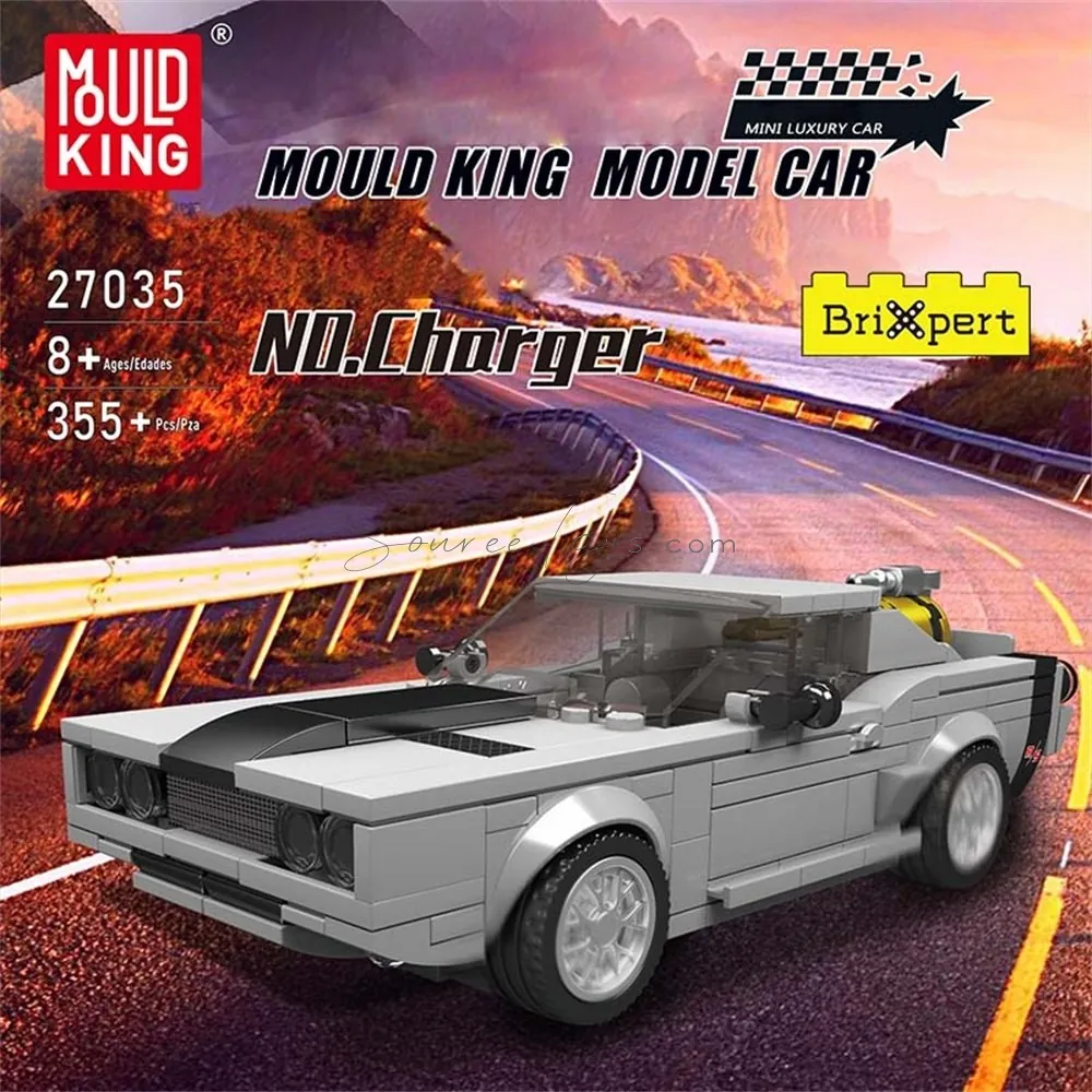 DIY Assembly Building Block Horse Charger 8-Grid Car Display Box Set (English Version)