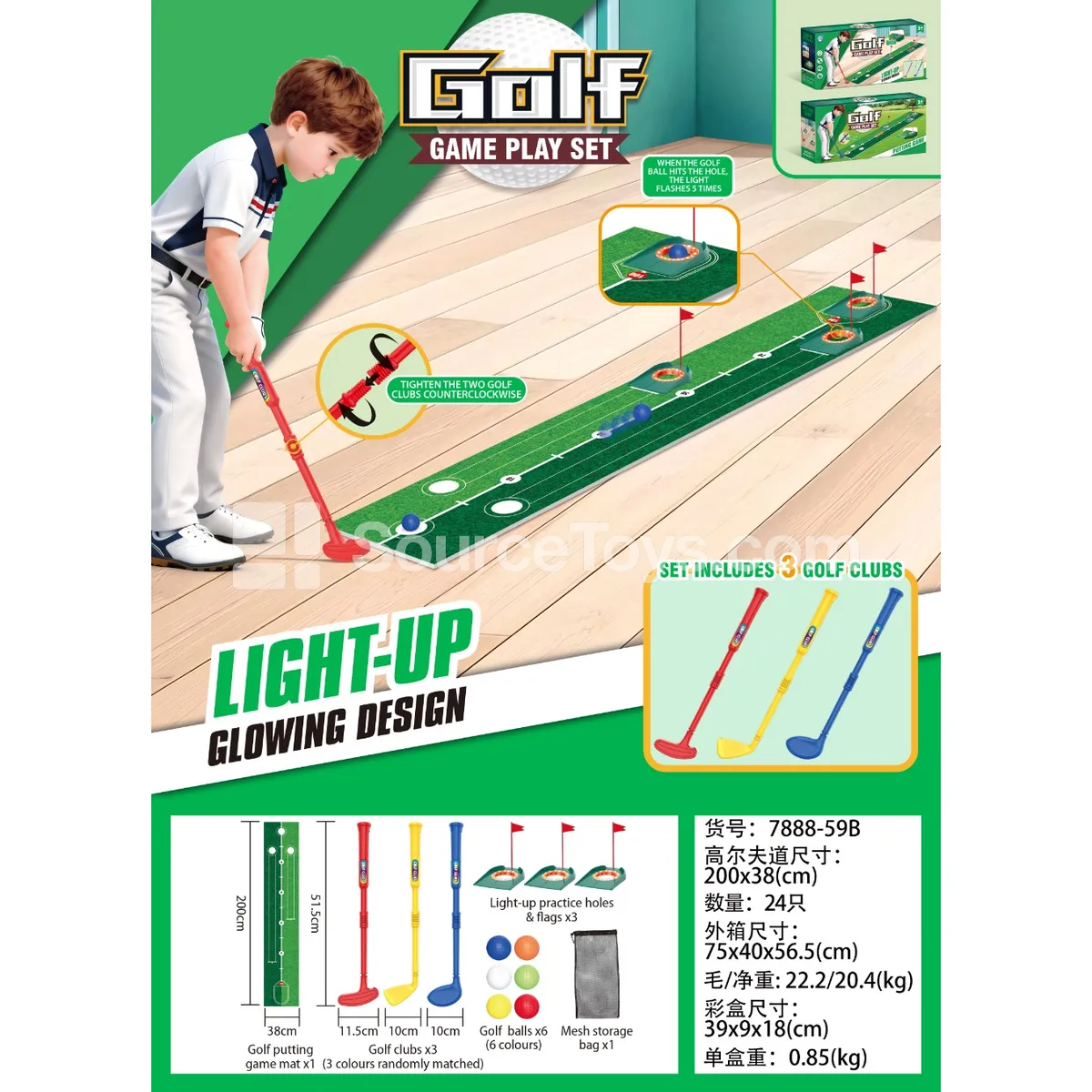 Golf Putting Set with Sensor Lights