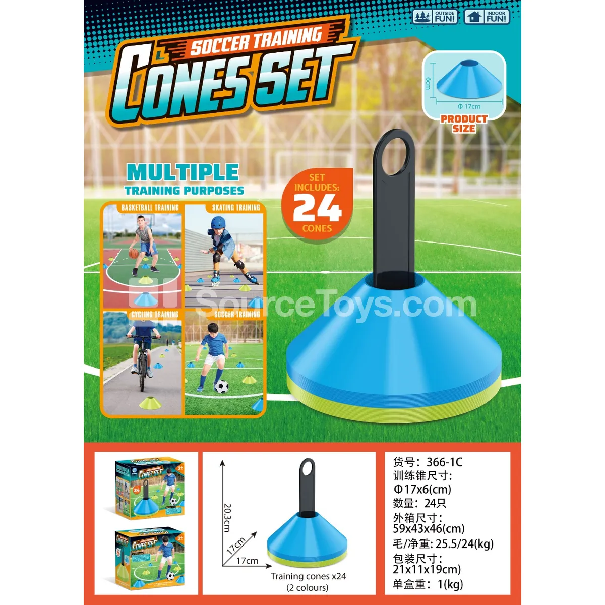 Training Traffic Cone Markers (Green + Blue)