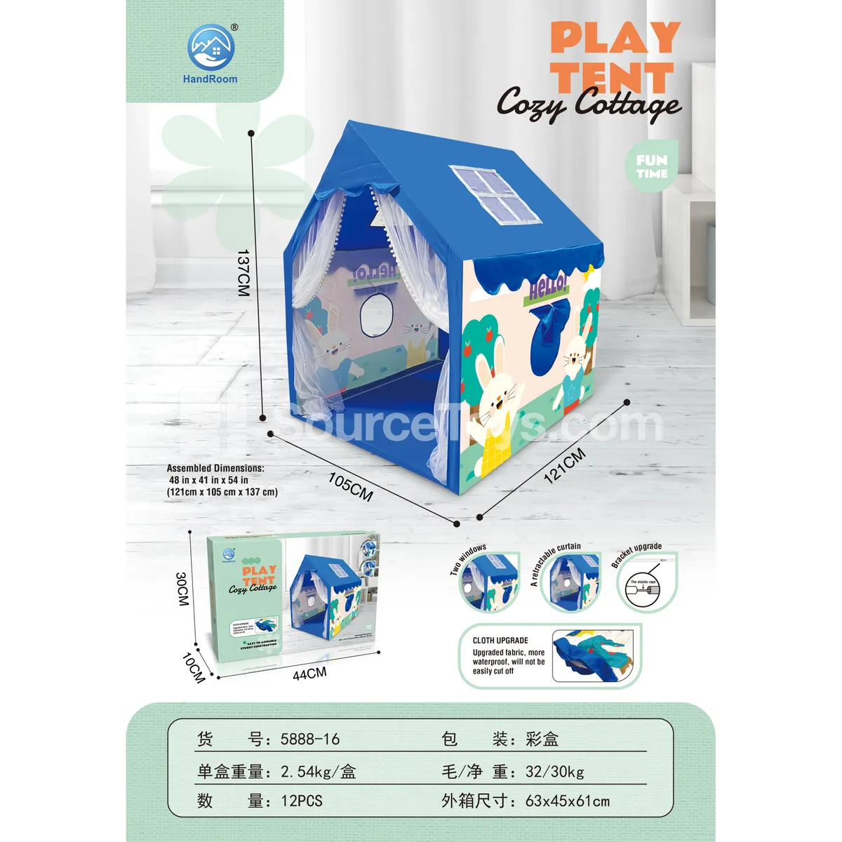 Blue Bunny Play Tent for Outdoor Sports