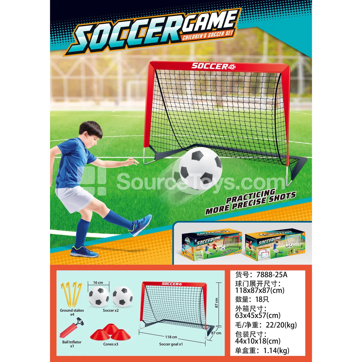 Red Single-Goal Soccer Goal (Black Net) Outdoor Sports