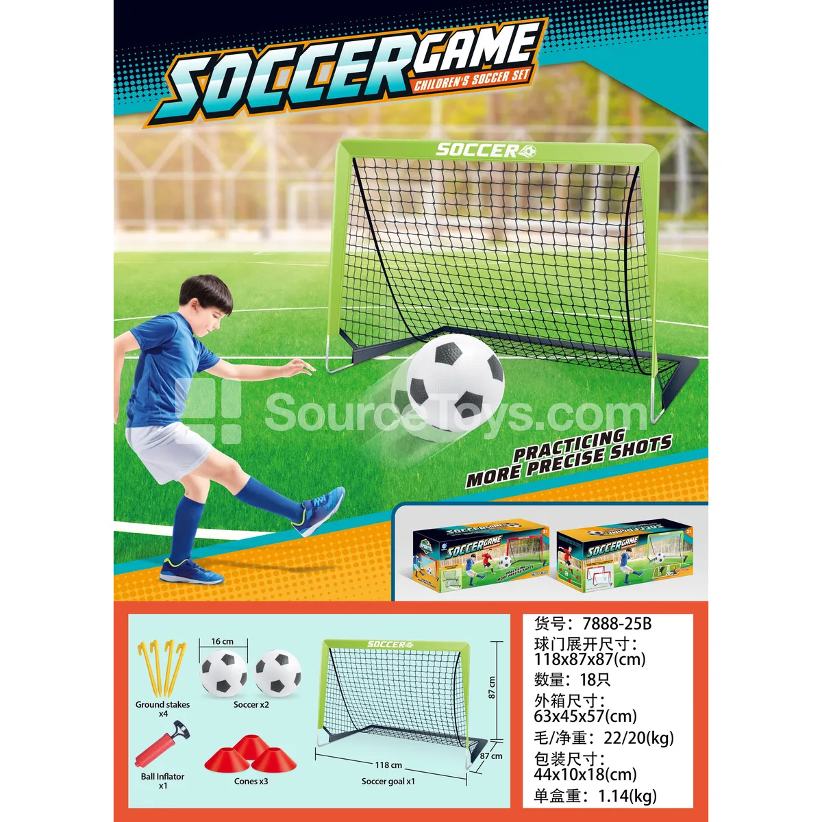 Green Single-Goal Soccer Goal (Black Net) Sports Outdoor