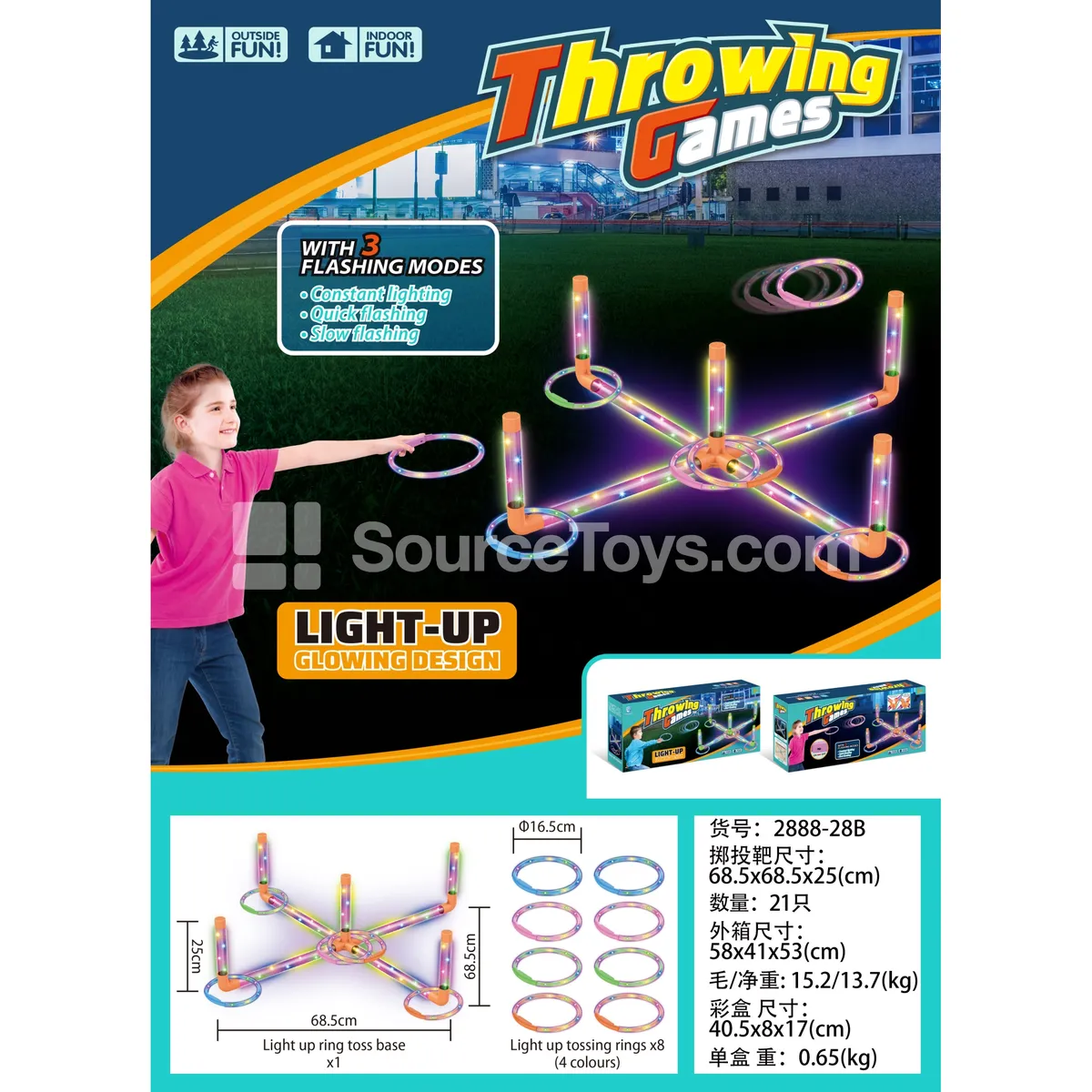 LED Ring Toss Orange Stand Outdoor Game