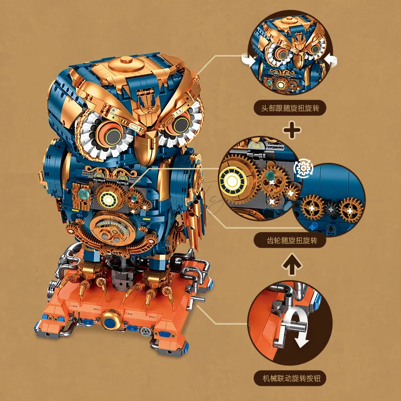 Steampunk Owl Building Blocks Set Steampunk Owl Building Blocks Set