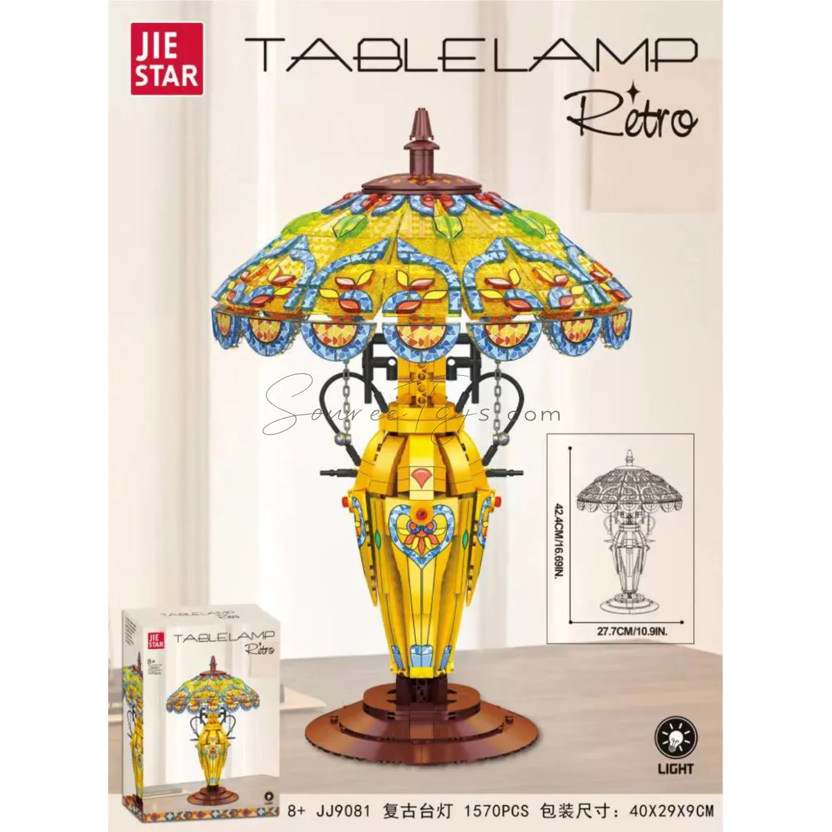 Retro Desk Lamp Building Blocks Set with LED Light Retro Desk Lamp Building Blocks Set with LED Light