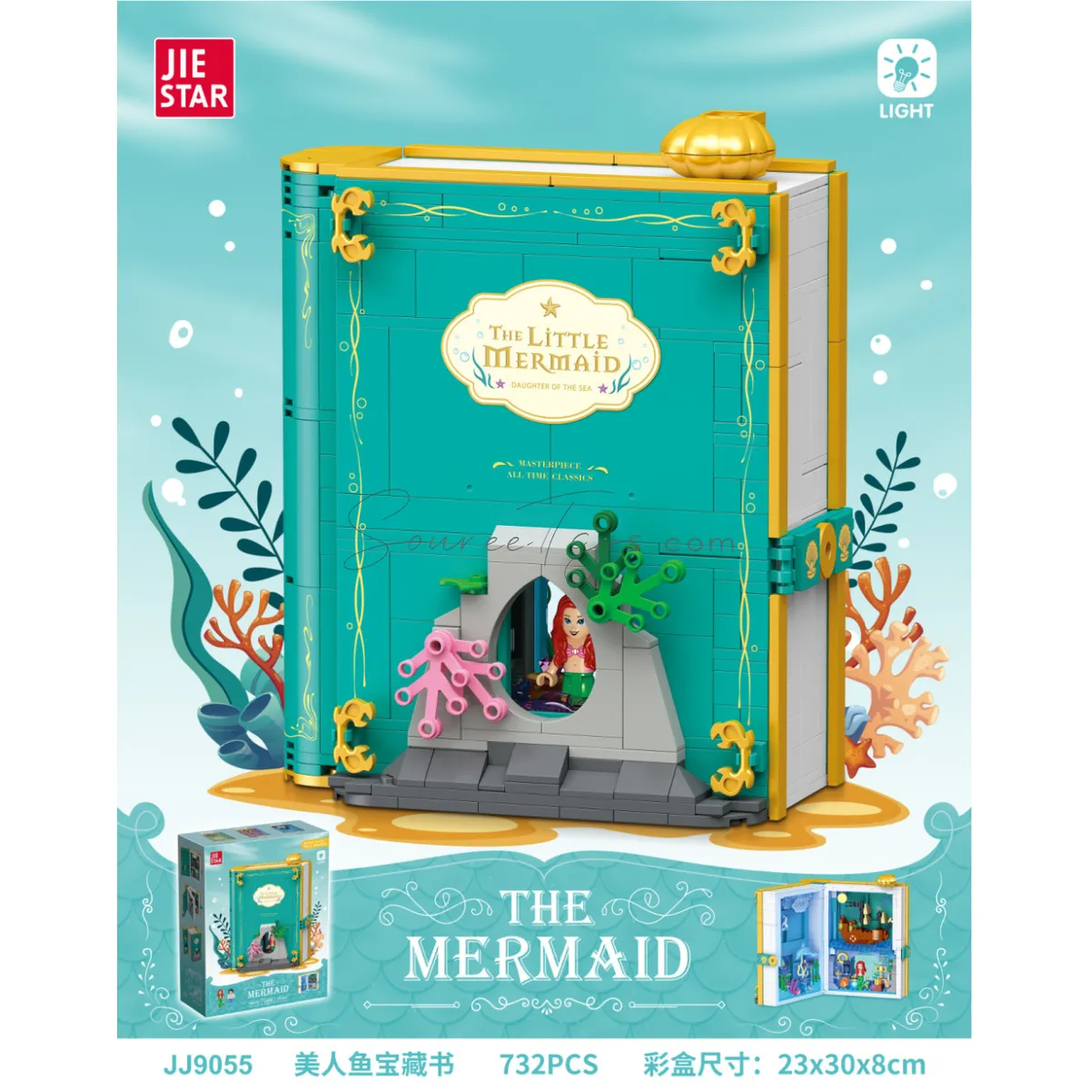 Mermaid Treasure Book with LED Light (2xAG3 Batteries Included)