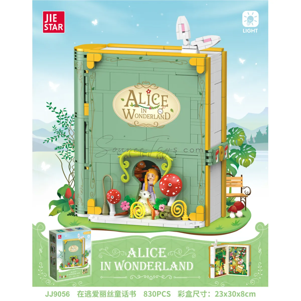 Fairy Tale Book Building Set with LED Light, AG3 Button Batteries Included