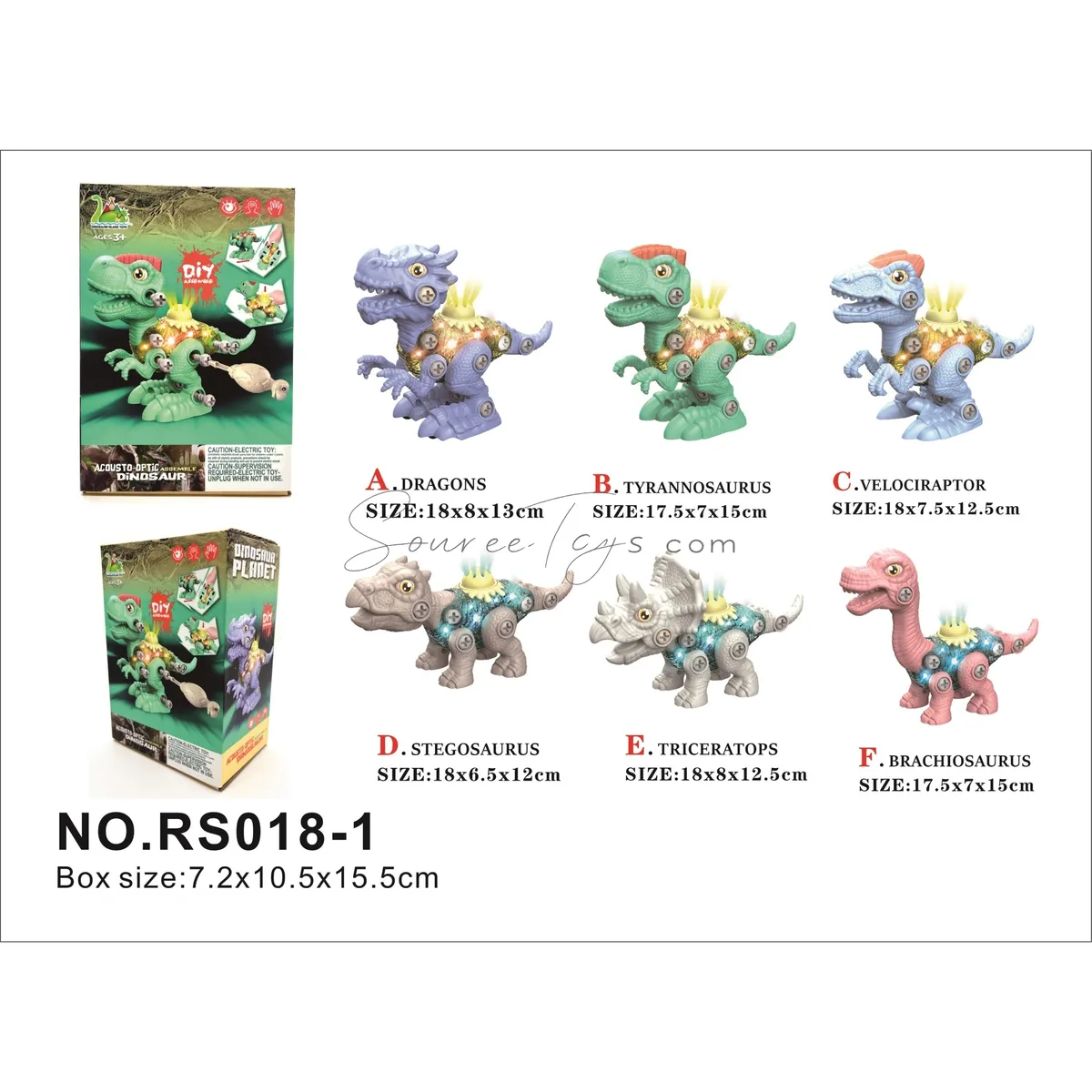 Medium Sound & Light DIY Dinosaur Assortment 6 Styles