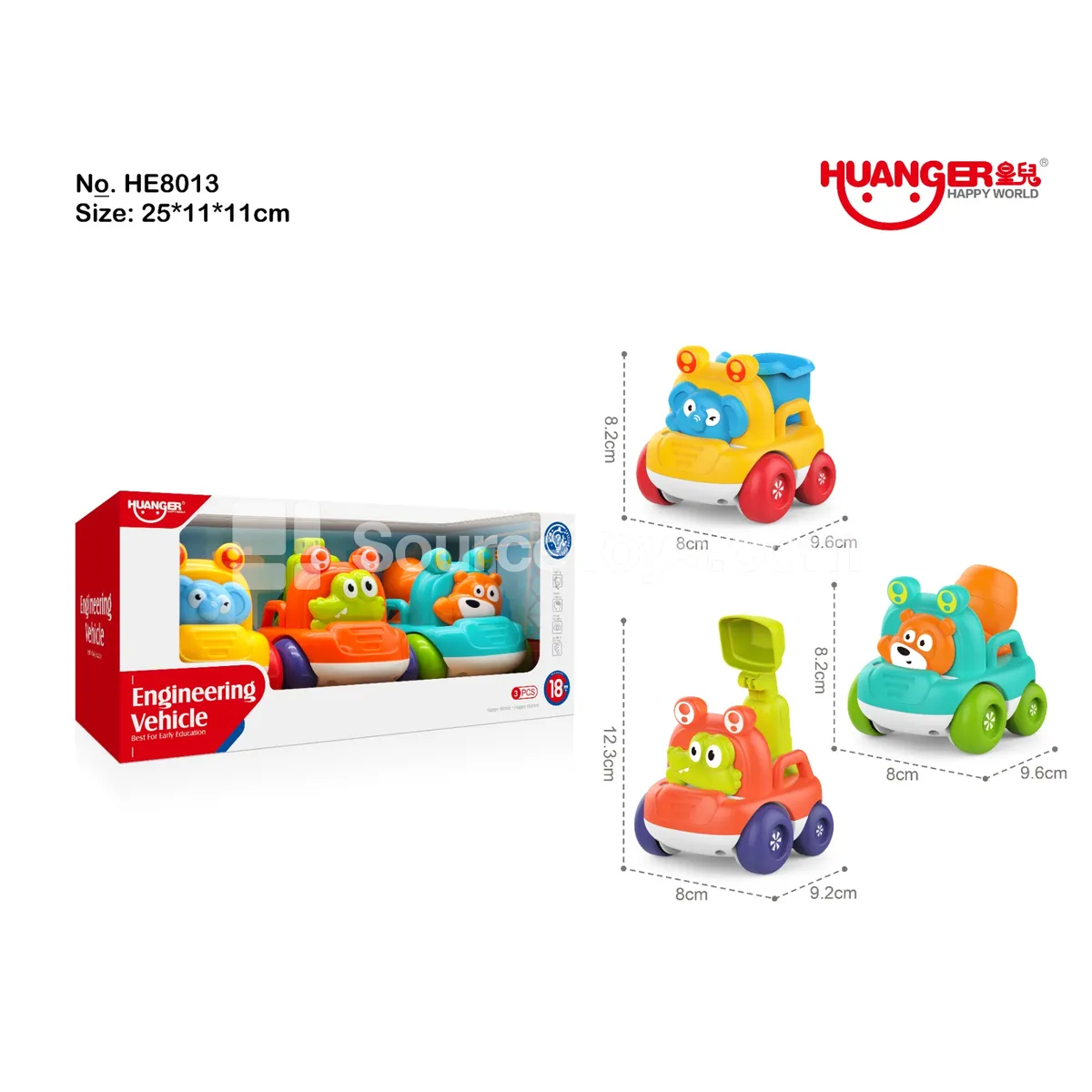 Construction Vehicle Set (Cement Mixer + Dump Truck + Excavator) (HE8013) Construction Vehicle Set (Cement Mixer + Dump Truck + Excavator) (HE8013)