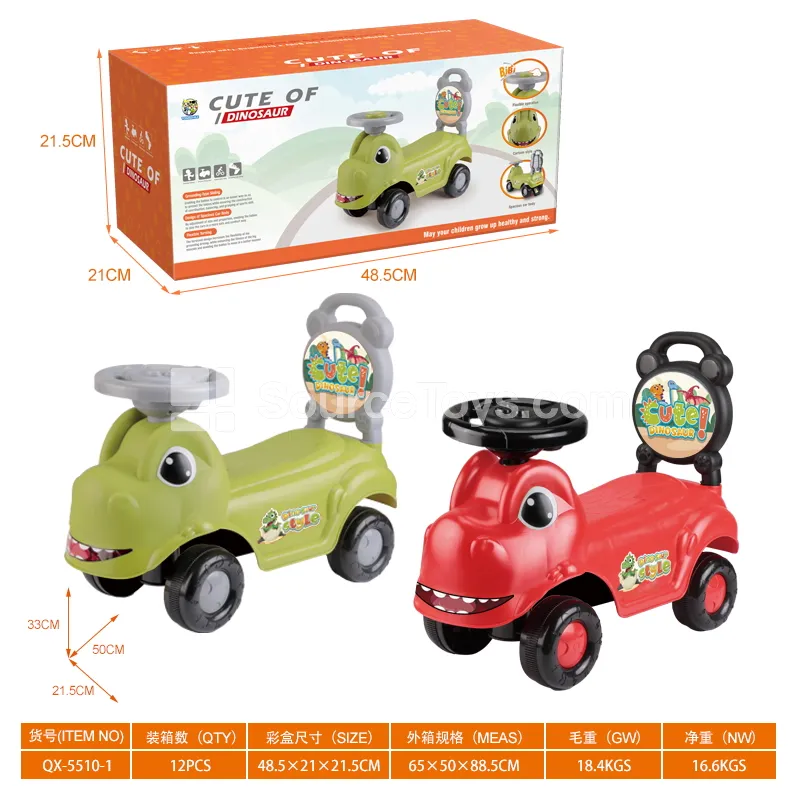 T-Rex Ride-On Scooter with Music Steering Wheel and DIY Stickers