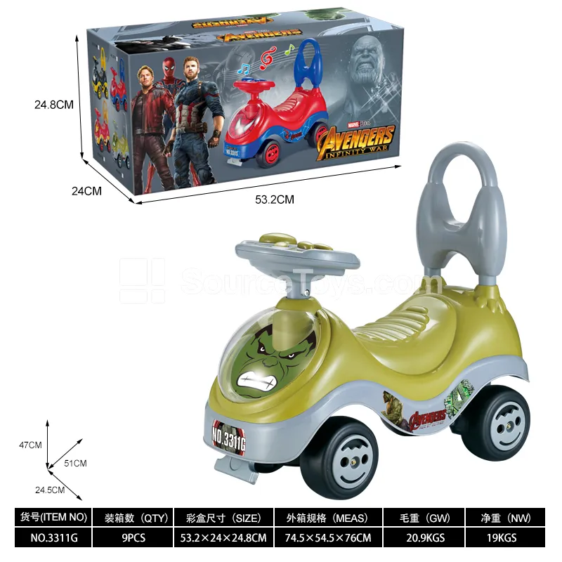Hulk-themed Ride-on Scooter with Music Steering Wheel Hulk-themed Ride-on Scooter with Music Steering Wheel