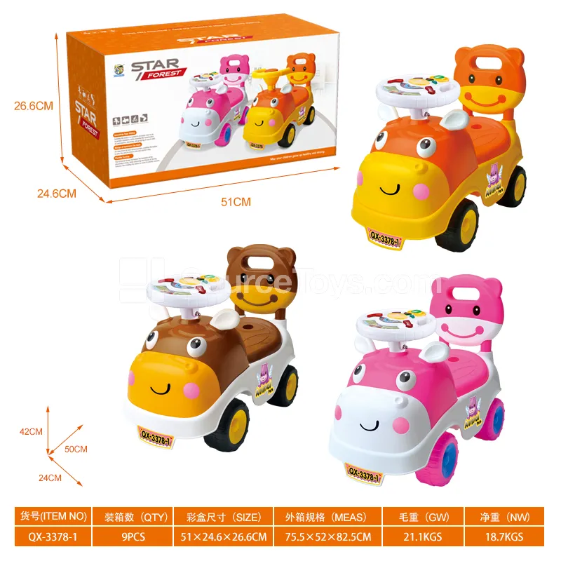 Cow Ride-On Scooter with Music Steering Wheel