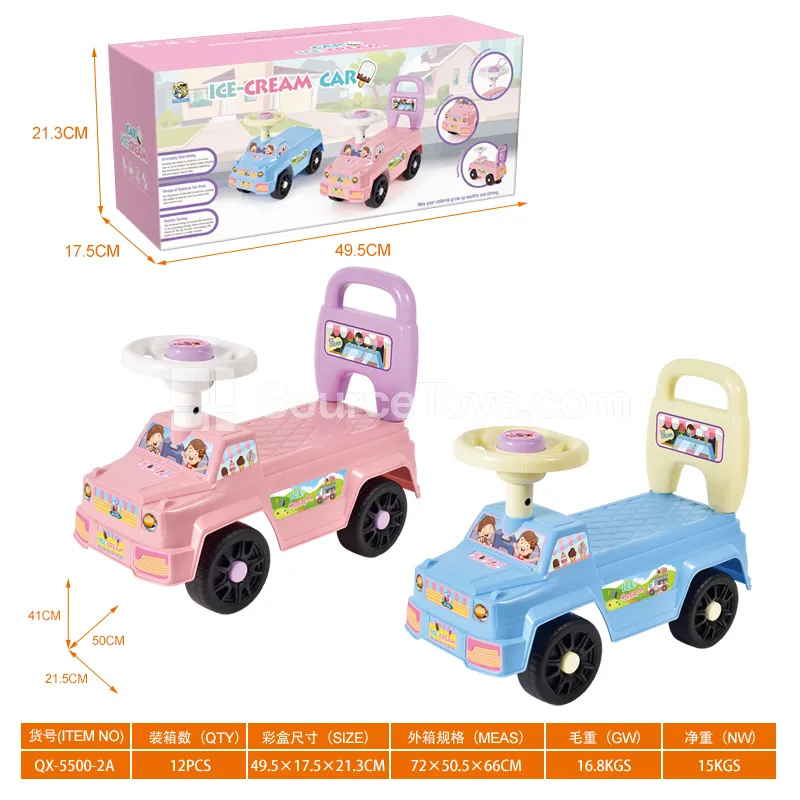 Scooter Ride-On (Ice Cream Truck, Squeaky Steering Wheel, Backrest)
