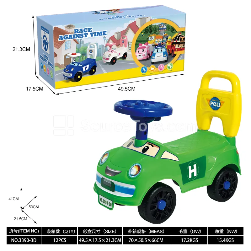 Kids Ride-On Car with Music Steering Wheel and Backrest (GCC)