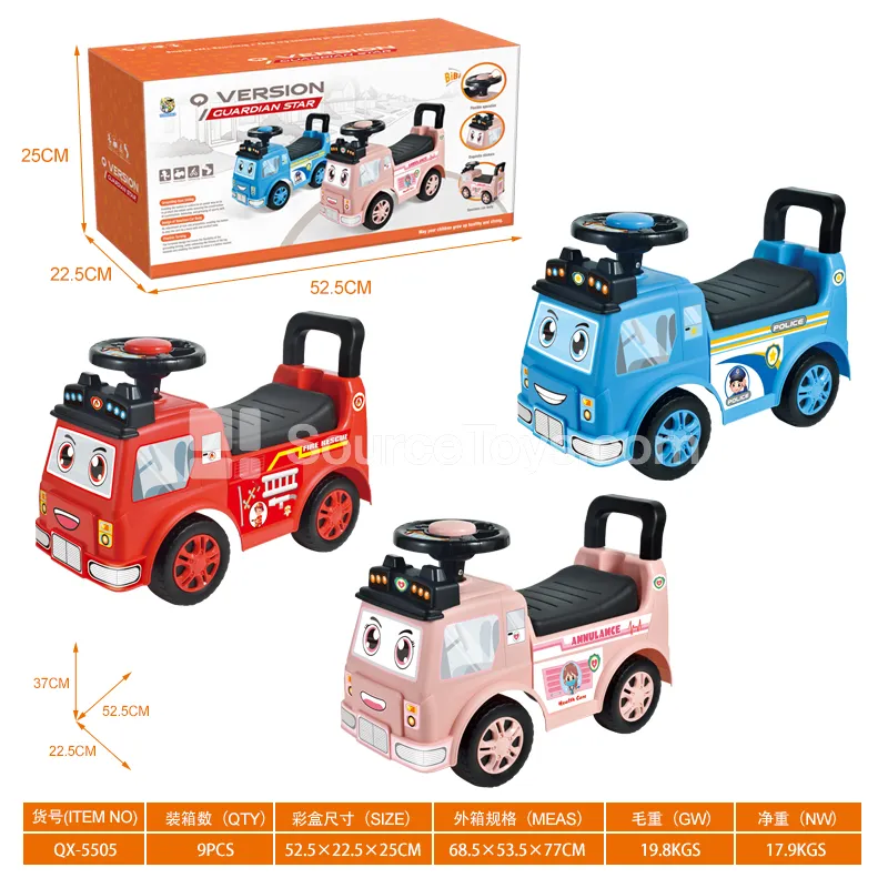 Ride-on Car with BB Horn Steering Wheel (Ambulance/Police/Fire Truck) with DIY Stickers