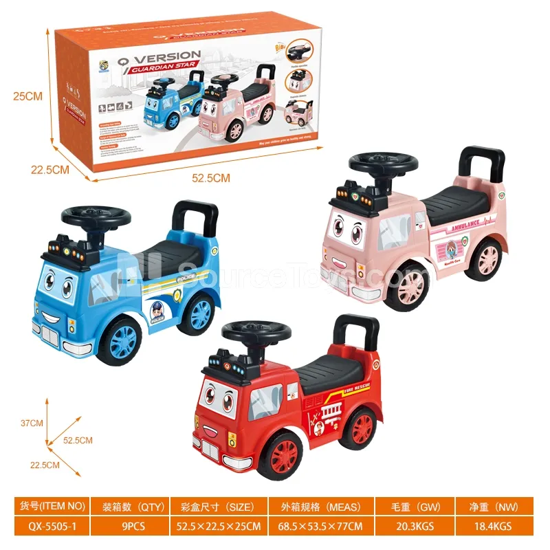 Ride-on Car with Music Steering Wheel  Ambulance/Police Car/Fire Truck DIY Stickers