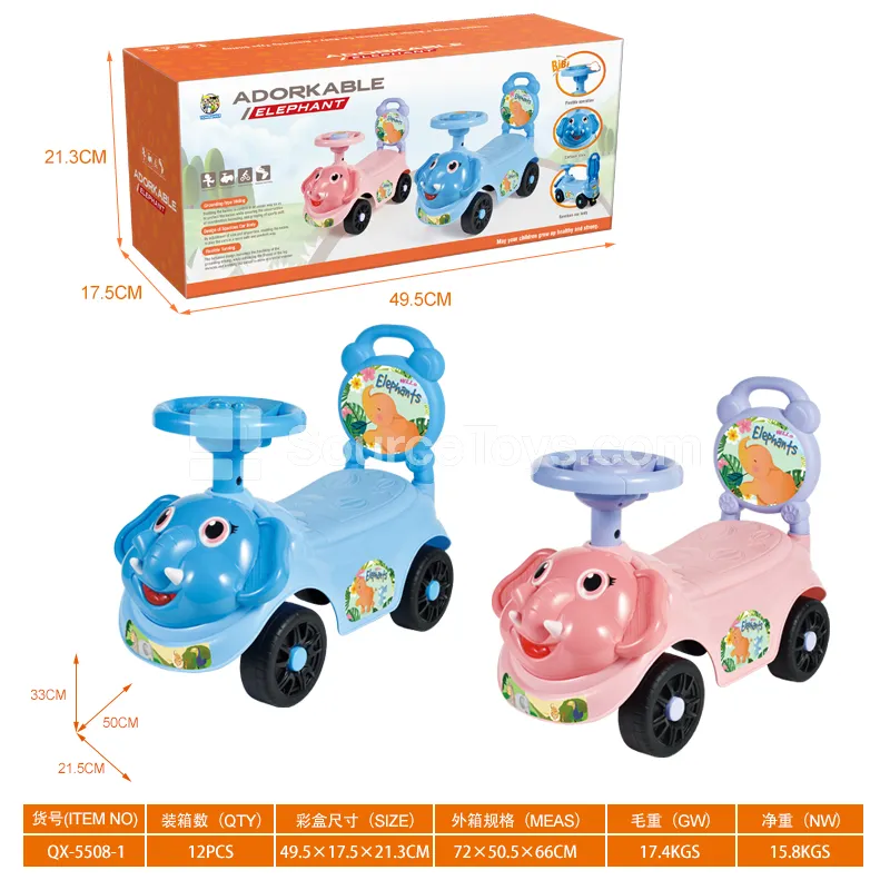 Ride-on Scooter with Music Steering Wheel and DIY Stickers
