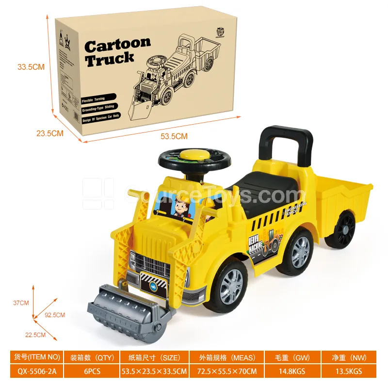 Ride-on Scooter with Dump Trailer, Construction Roller, BB Horn Steering Wheel, Sticker DIY Ride-on Scooter with Dump Trailer, Construction Roller, BB Horn Steering Wheel, Sticker DIY