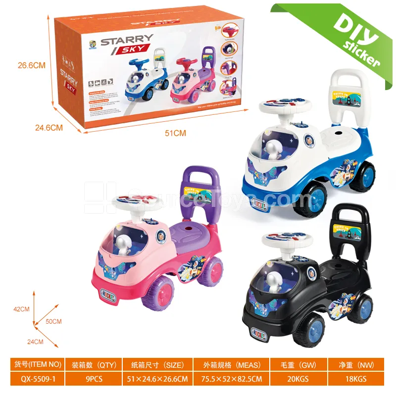 Astronaut Ride-On Scooter with Musical Steering Wheel, Lights & Music, DIY Sticker Body Astronaut Ride-On Scooter with Musical Steering Wheel, Lights & Music, DIY Sticker Body