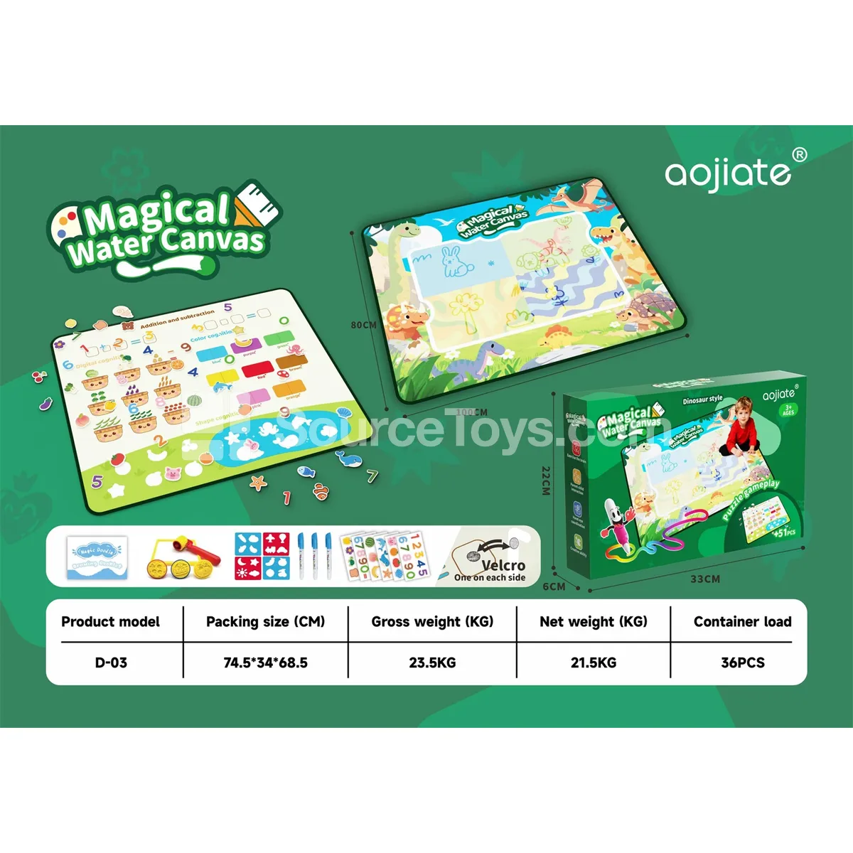2-in-1 Dinosaur Water Drawing Mat 2-in-1 Dinosaur Water Drawing Mat