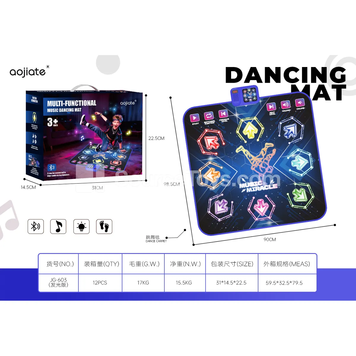 Bluetooth Light-Up Music Dance Mat Bluetooth Light-Up Music Dance Mat