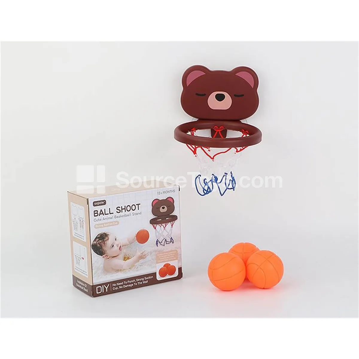 Bathroom Basketball Hoop Brown Bear (3 Balls) Bathroom Basketball Hoop Brown Bear (3 Balls)