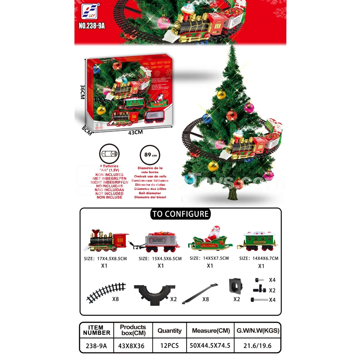 Electric Christmas Track Car with Lights, Music & Mist