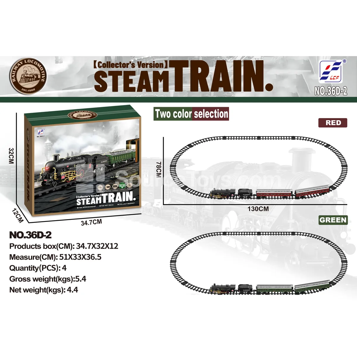 Electric Vinyl Retro Train with Light, Sound, and Smoke Effect