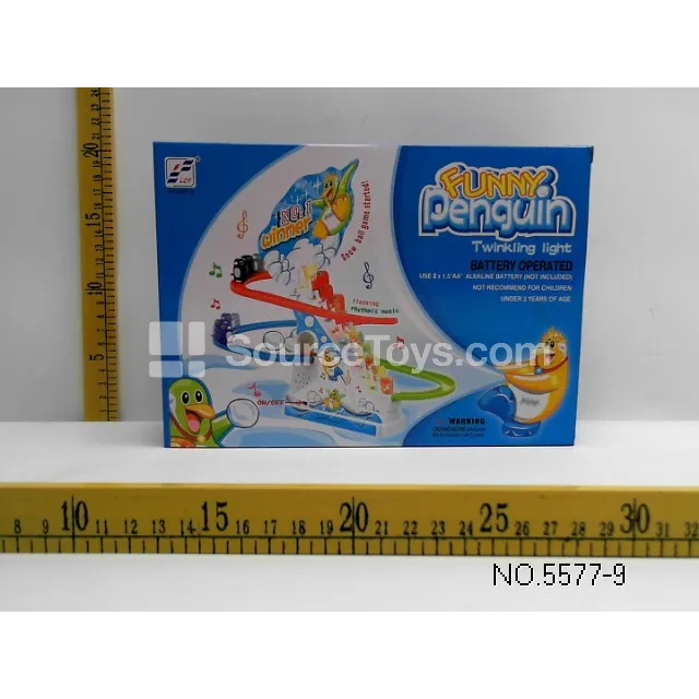 Electric Track Car with Lights and Music Penguin Track Set