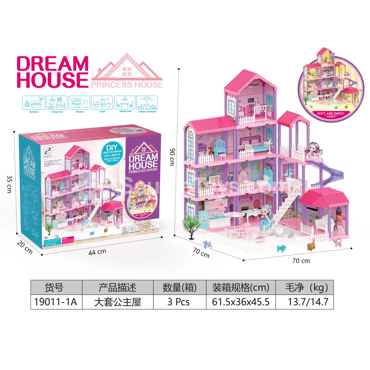 Fashion Doll DIY Princess House with Pumpkin Decorative Light