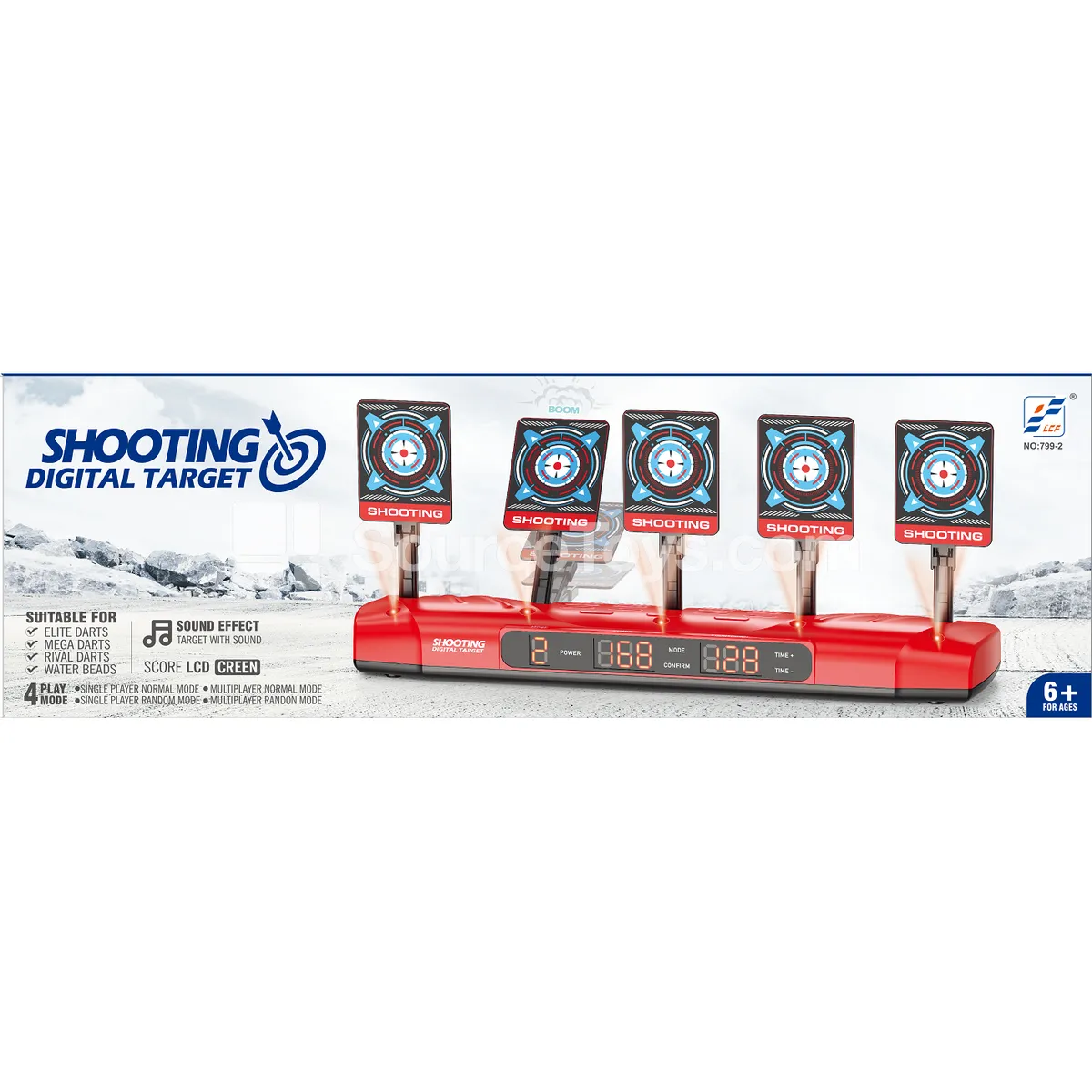 Electric Scoring Shooting Target Set with 5 Targets, Blue and Red Mixed