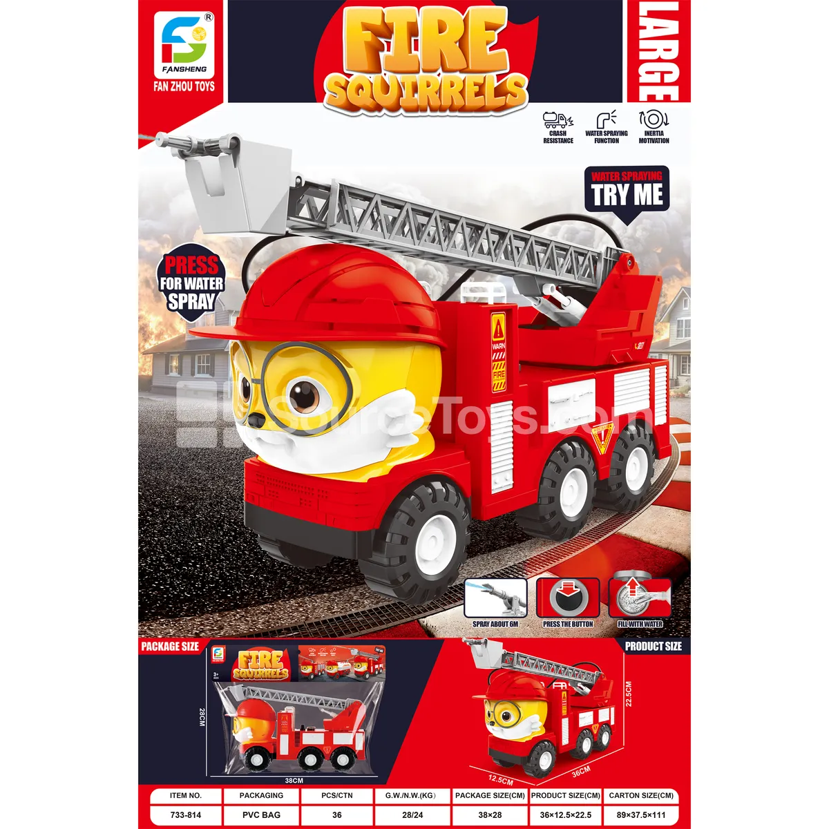 Large Inertia Water-Spray Fire Truck