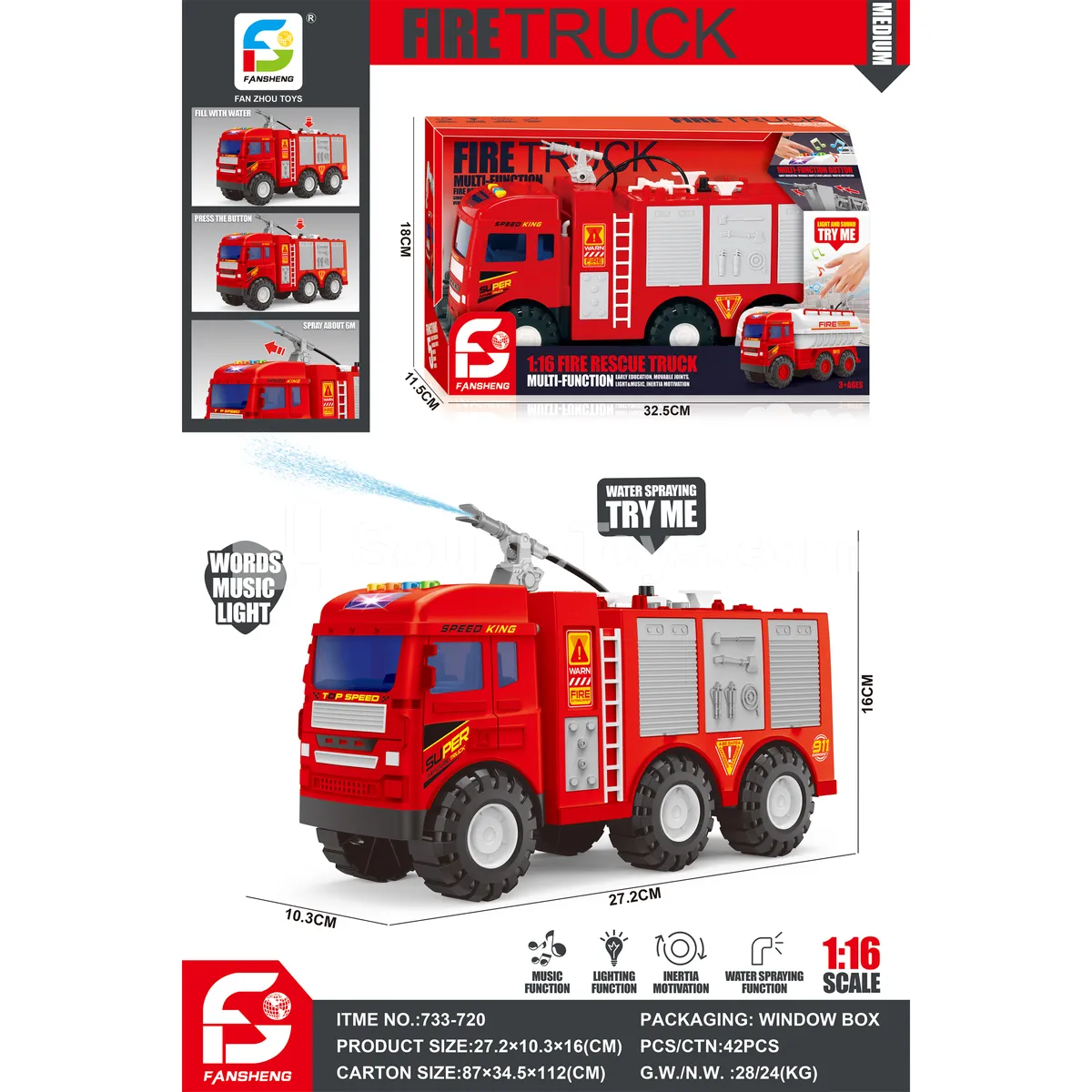 Medium Story Water-Spray Inertia Fire Truck