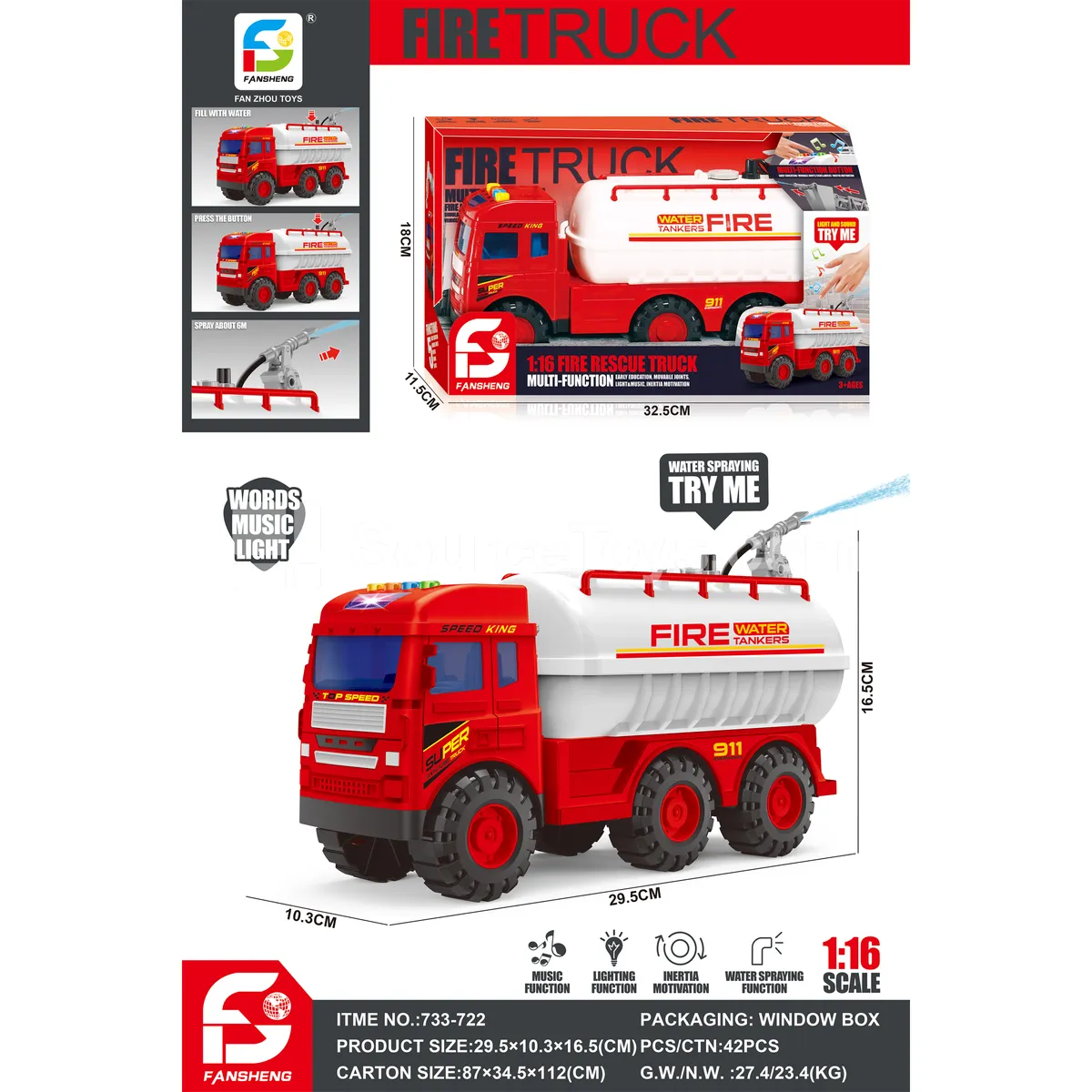 Medium Story Water-Spray Inertia Fire Truck