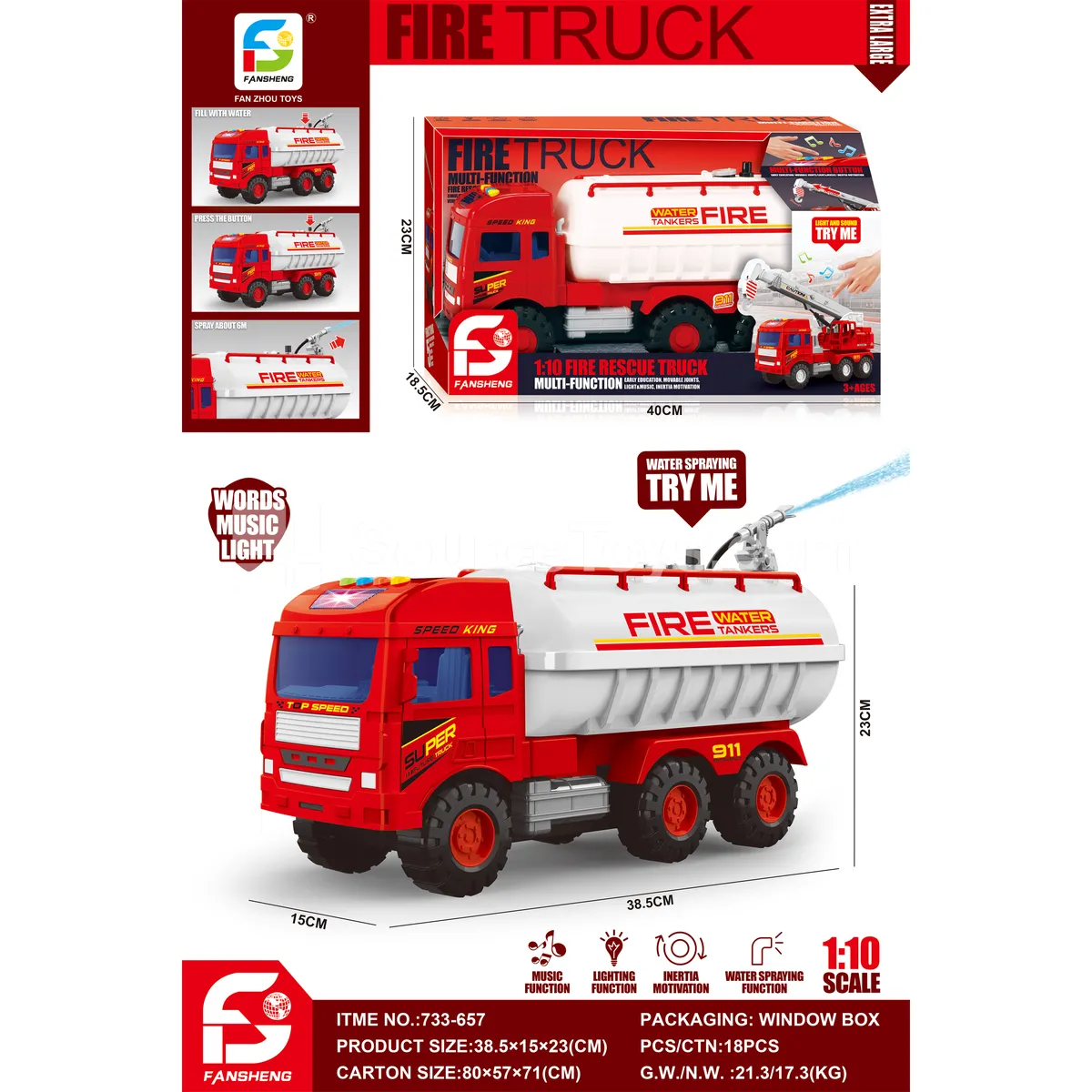 Large Inertia Water-Spraying Fire Truck