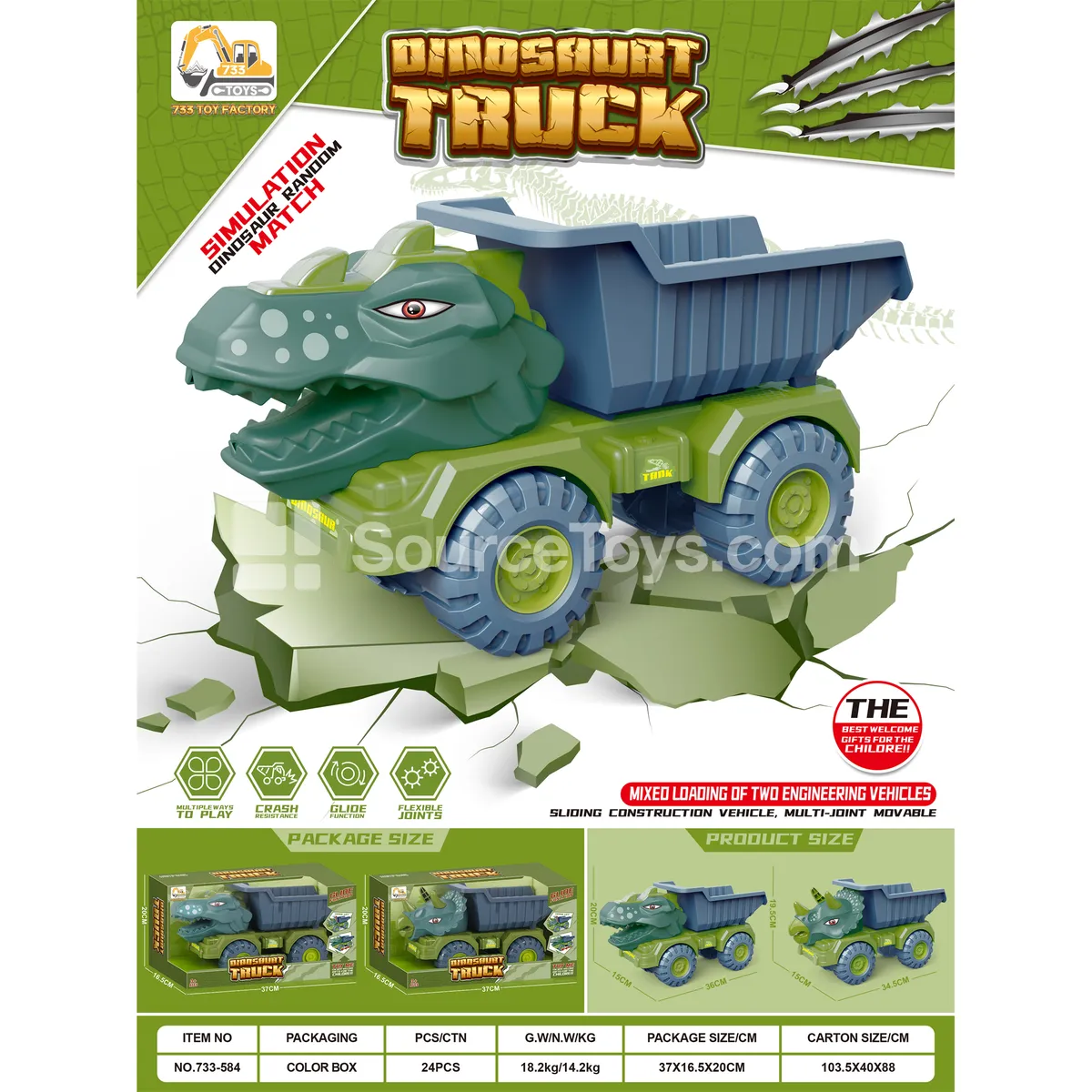 Dinosaur Ride-On Scooter Large Box Dinosaur Ride-On Scooter Large Box
