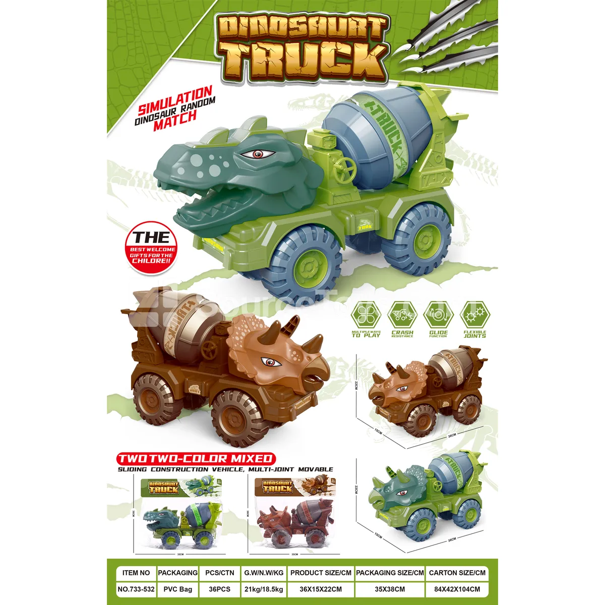Dinosaur Construction Team Slide Toy Dinosaur Construction Team Slide Toy