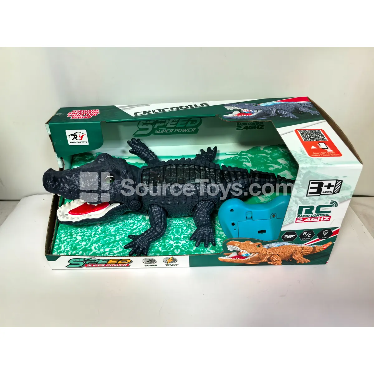 2.4G Remote Control Crocodile with Lights & Music, 6-Channel, Batteries Included