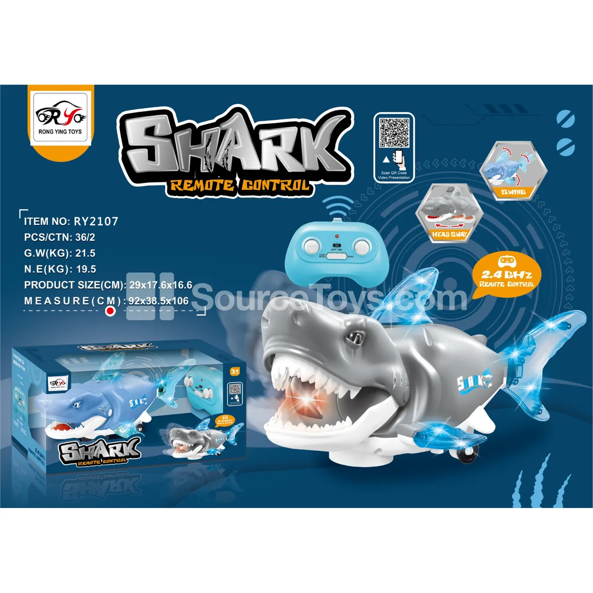 2.4G Remote Control Shark 6CH Light Music 2.4G Remote Control Shark 6CH Light Music