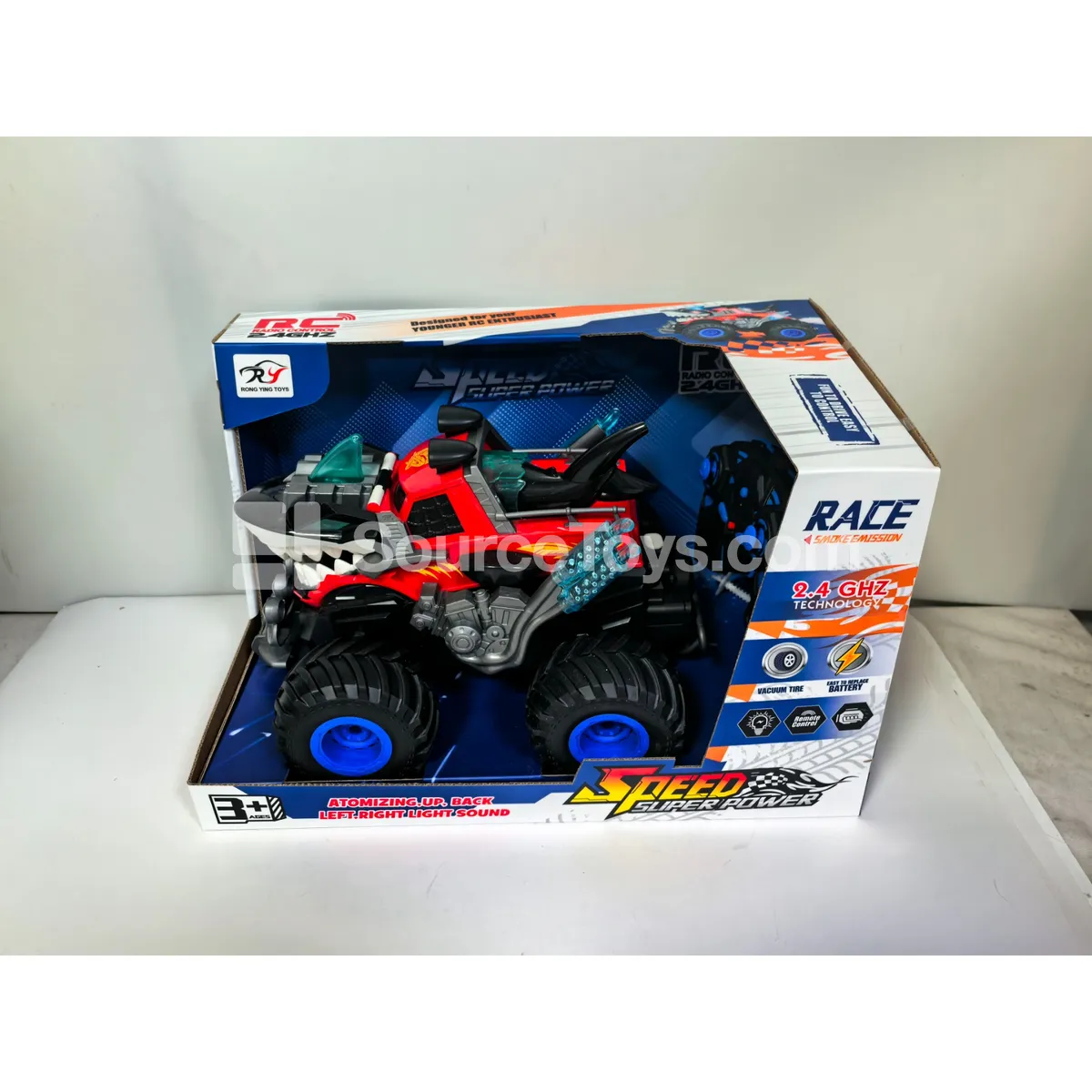 2.4GHz Remote Control Shark Car with Spray & Lights, 7-Channel, 1:18 Scale, Battery Included