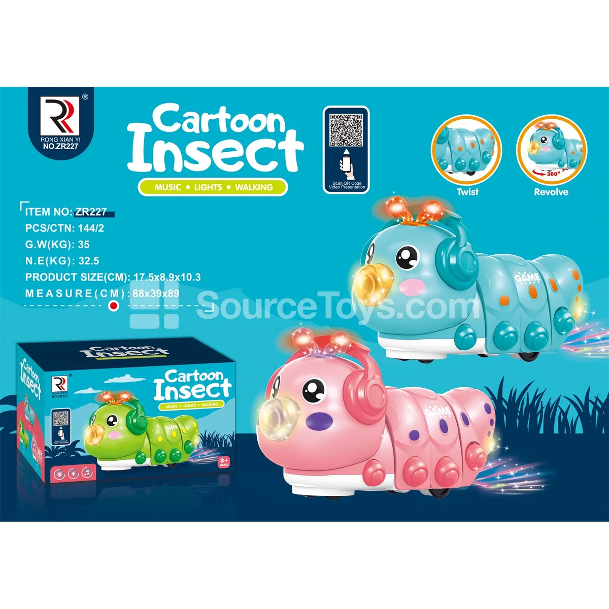 Electric Crawling Caterpillar Toy with Light and Music Electric Crawling Caterpillar Toy with Light and Music