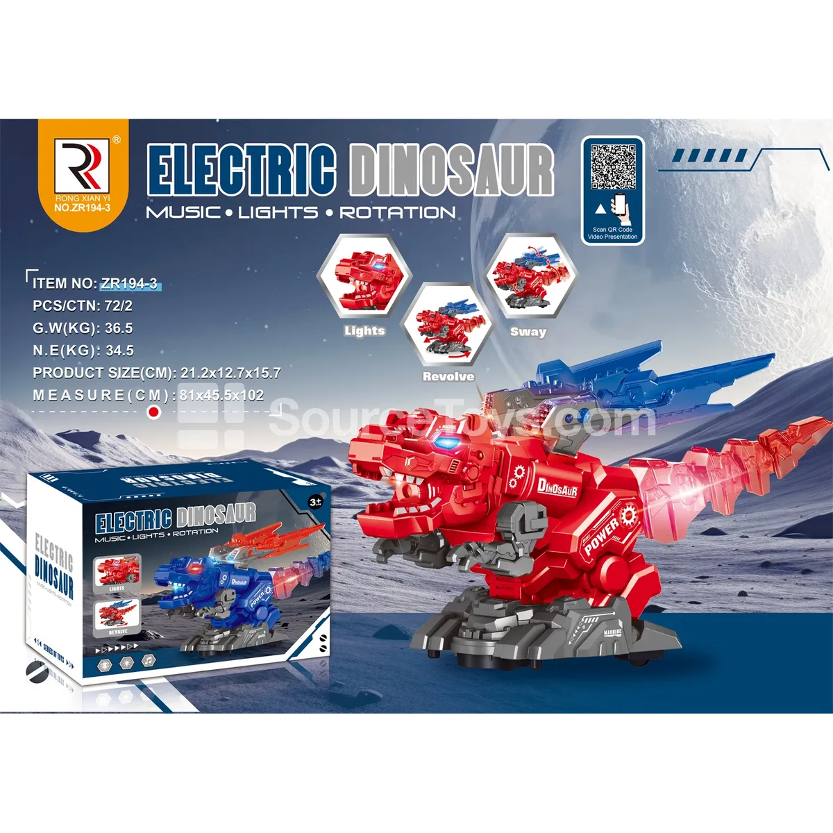 Electric Dinosaur Toy with Lights and Music Electric Dinosaur Toy with Lights and Music