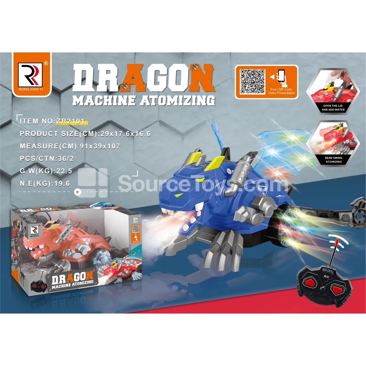 2-Channel Remote Control Spray Dinosaur 2-Channel Remote Control Spray Dinosaur