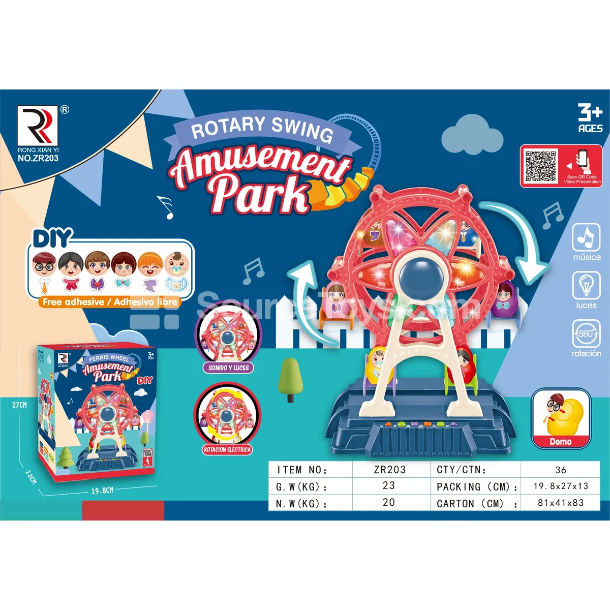 Amusement Park Ferris Wheel with Lights & Music Amusement Park Ferris Wheel with Lights & Music