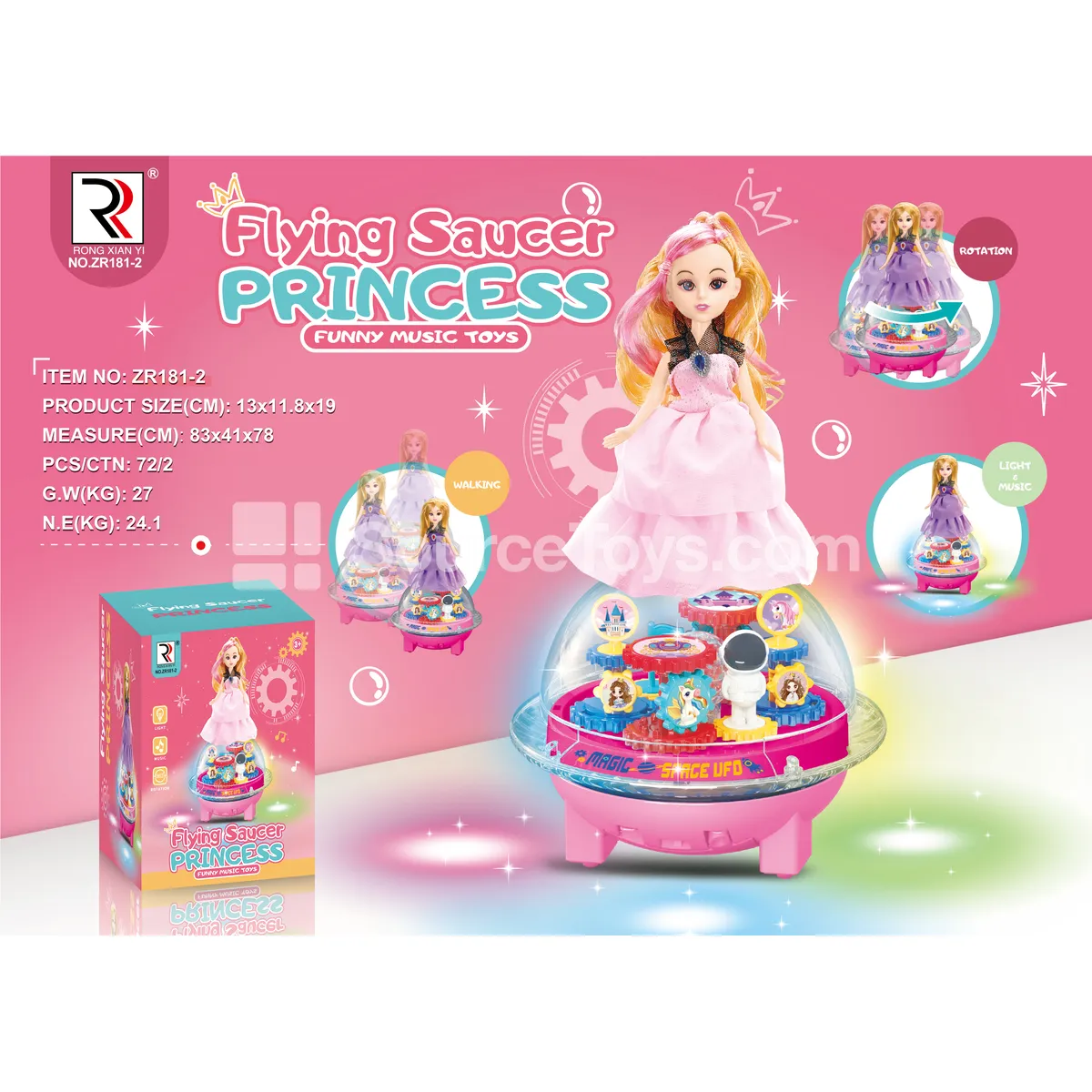 Electric Universal Gear UFO Princess Toy Electric Universal Gear UFO Princess Toy